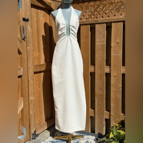 🆕 MISHA COLLECTION 🧿 NWOT The 'Alusia' Stretch Twill Maxi Dress, Ivory - Sz M - Picture 5 of 16